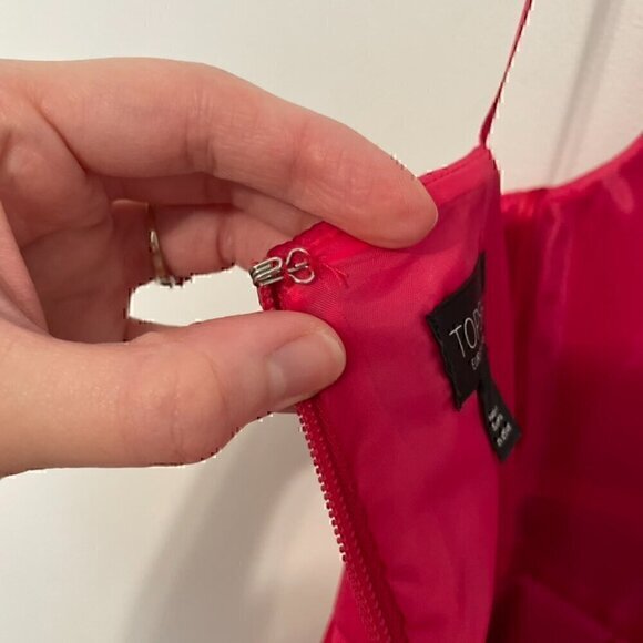 TOPSHOP Front Cross Minidress Magenta Pink Strappy Party Mini Fit & Flare Dress - Picture 13 of 14